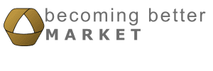Becoming Better Market's tan mobius with gray text footer logo